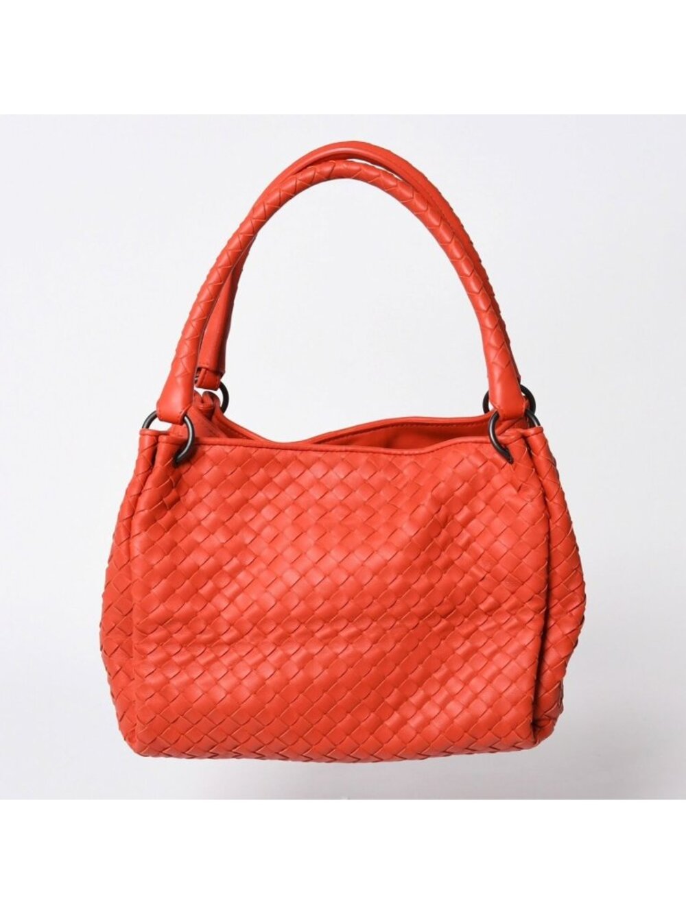 Bottega Veneta Handbag Intrecciato Red Matt Black